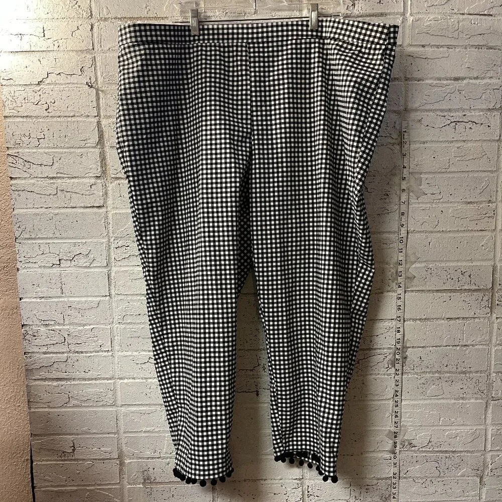 Roz & Ali Gingham Pants | Size 24 | Pom-Pom Hem | Plus Size Retro Core